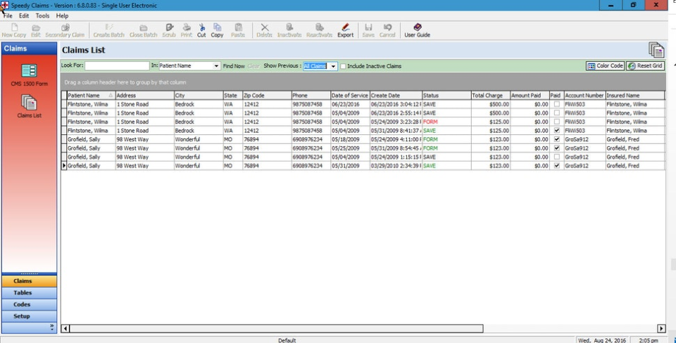 screenshot of Speedy Claims